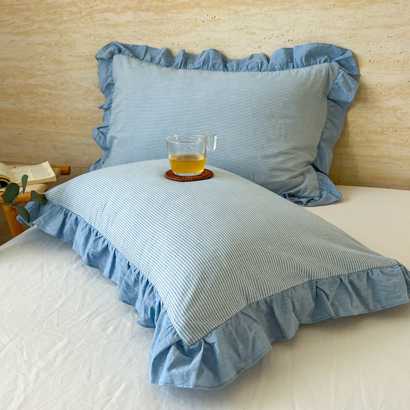 Washed Cotton Lace Pillowcase - Elegant Bedding Cover for Home Decor
