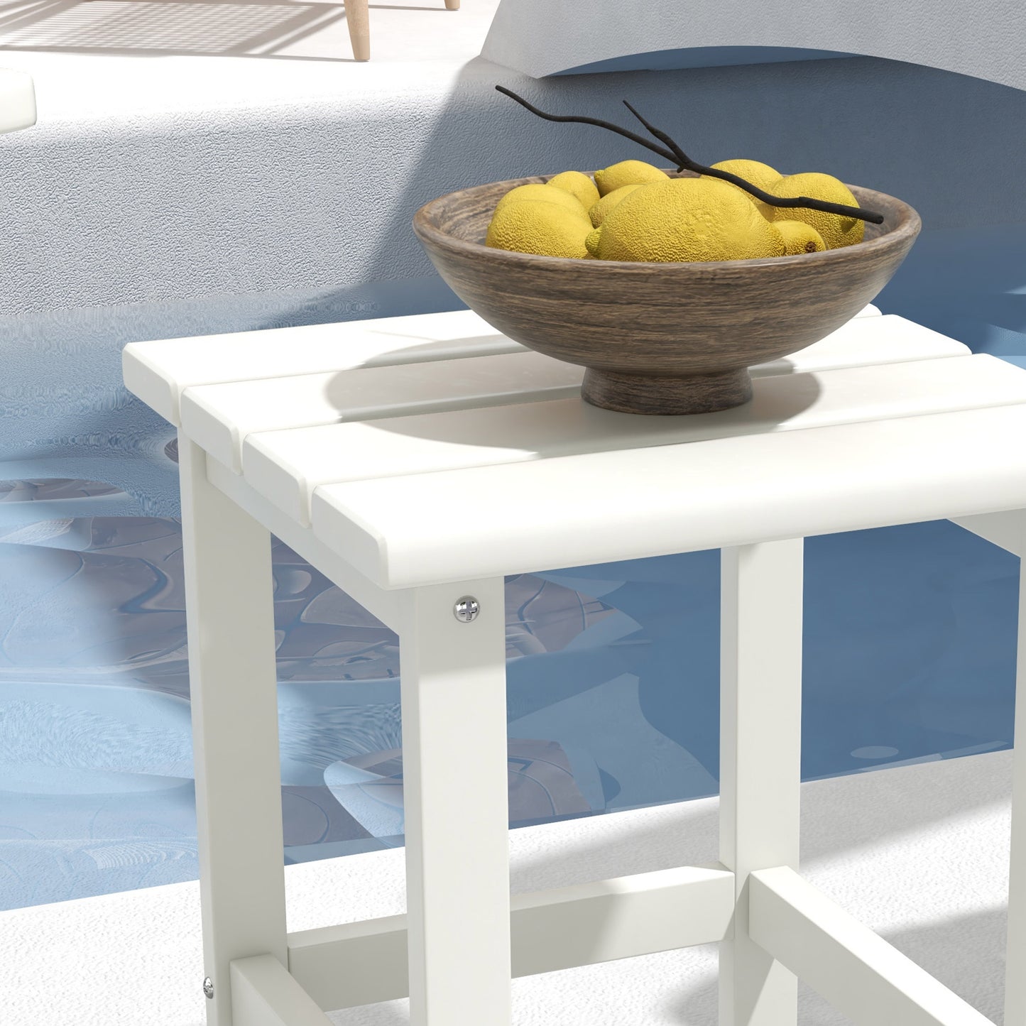 Adirondack Side Table - 15" Weather Resistant Outdoor HDPE - White