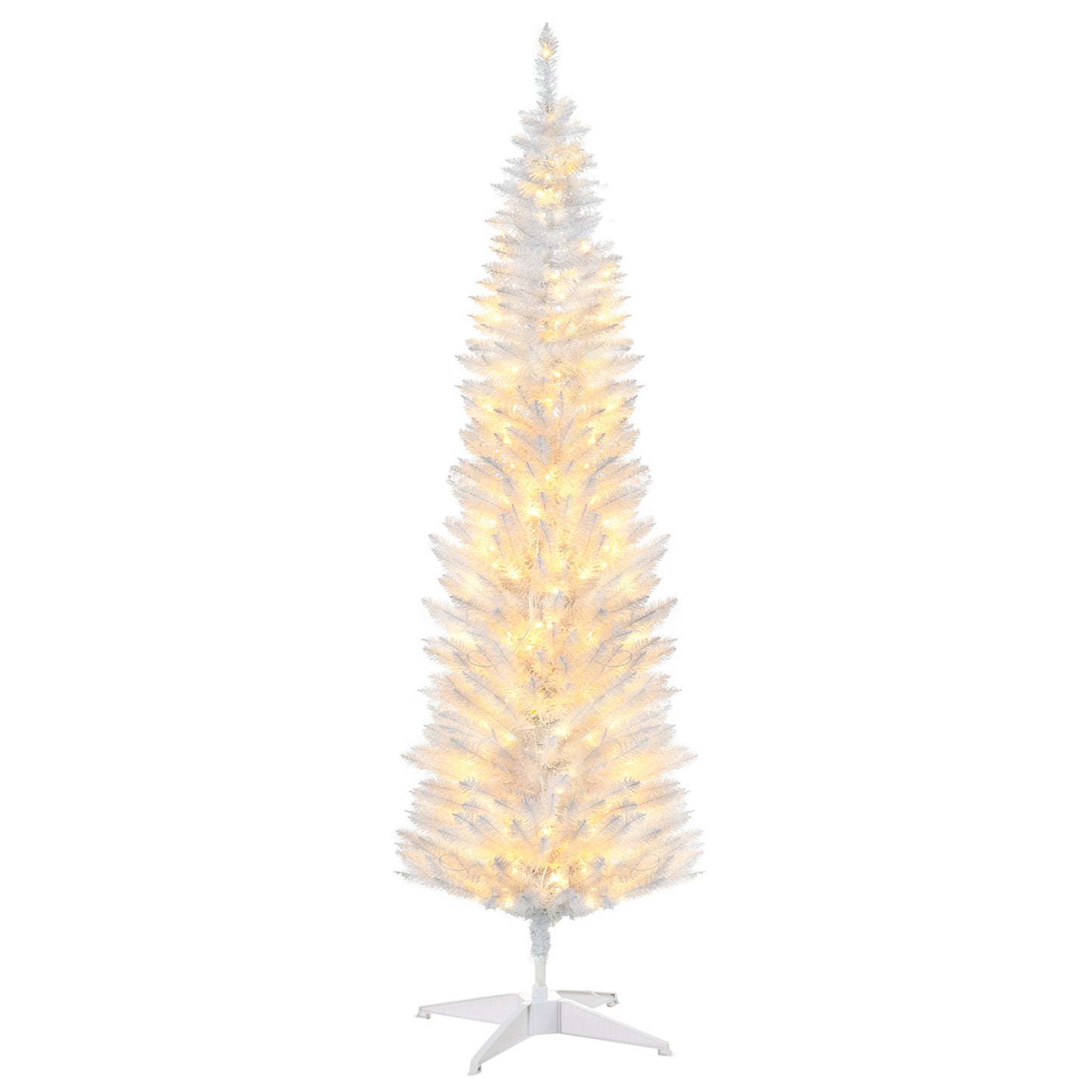 5ft Slim White Pencil Christmas Tree with Warm White LED Lights
