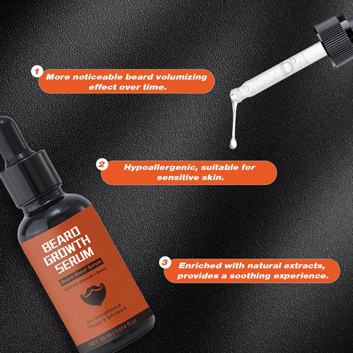 Beard Microneedle Roller & 30ml Beard Serum Set - Facial Grooming