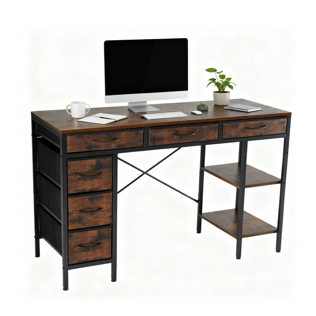 55-Inch Computer Desk with 6 Drawers for Home Office Storage