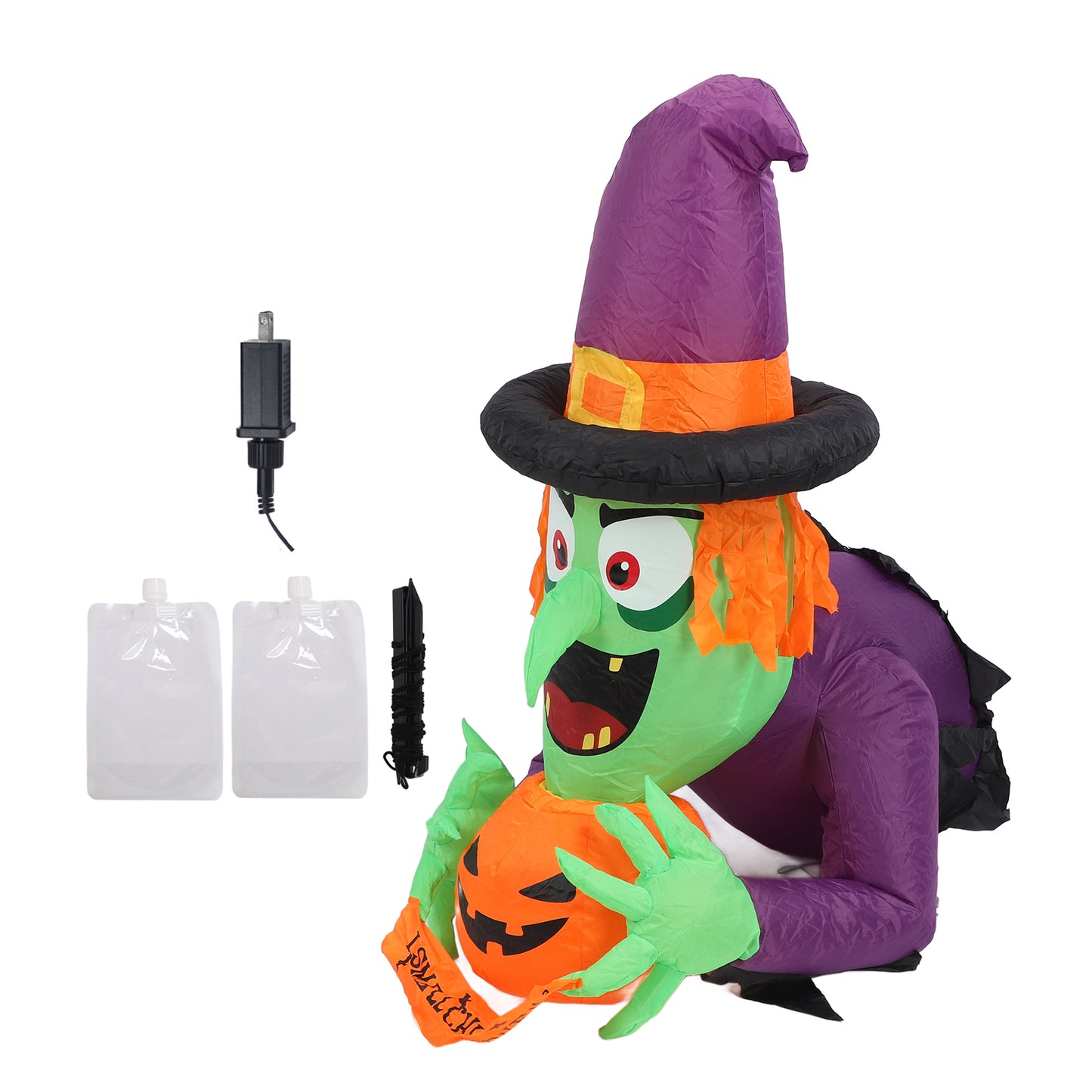 4.43ft Witch Broke Out From Window Inflatable Decoration Built In LED