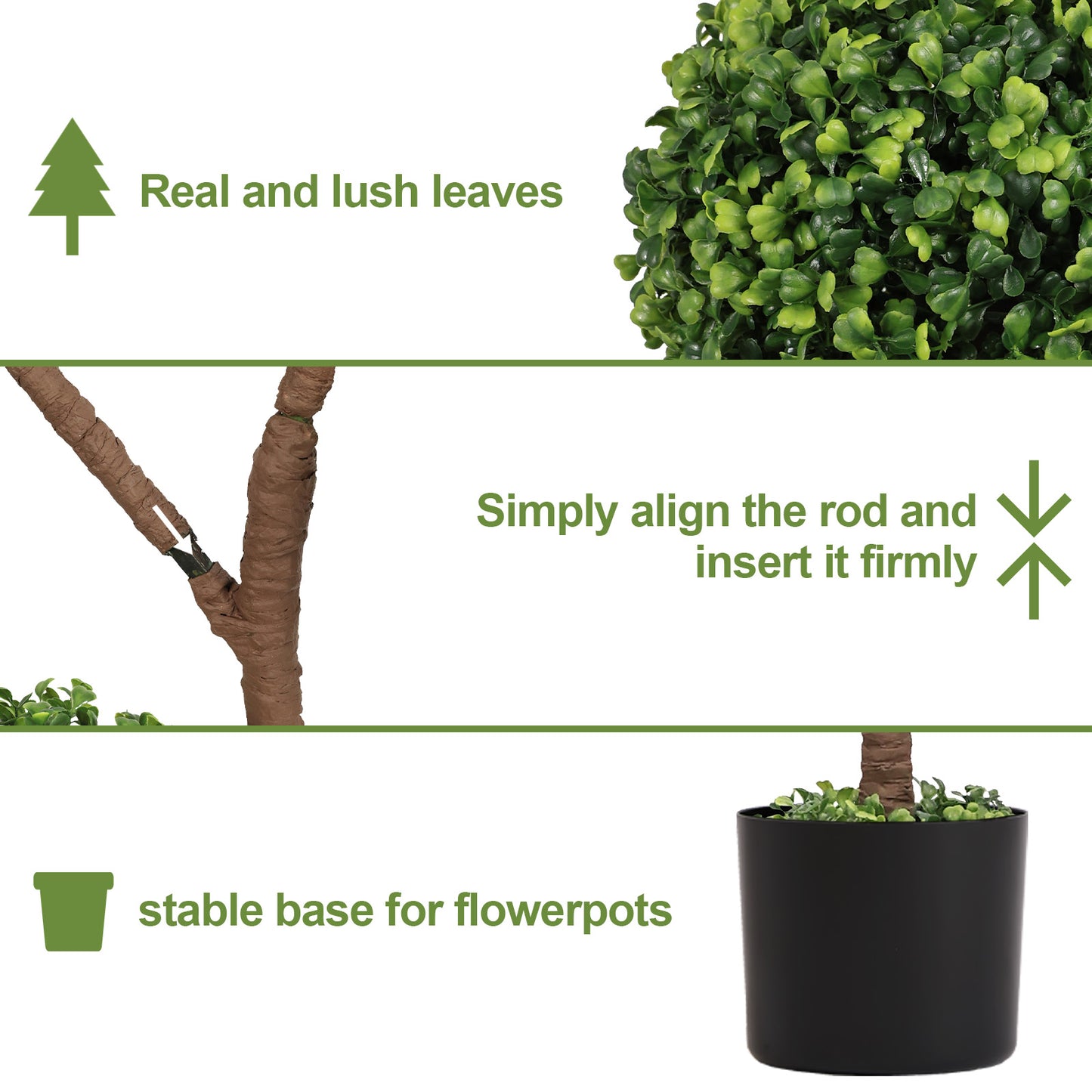 4FT Tall Artificial Boxwood Topiary Tree - Faux Green Plant