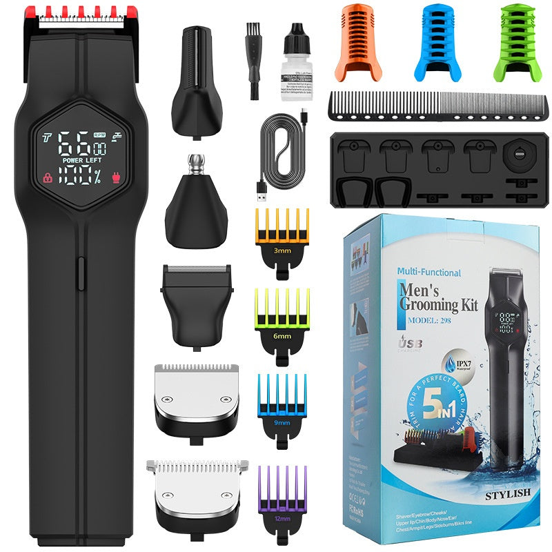 Men's Hair Clipper Set with Magnetic Cutter Head - Rechargeable Household Grooming