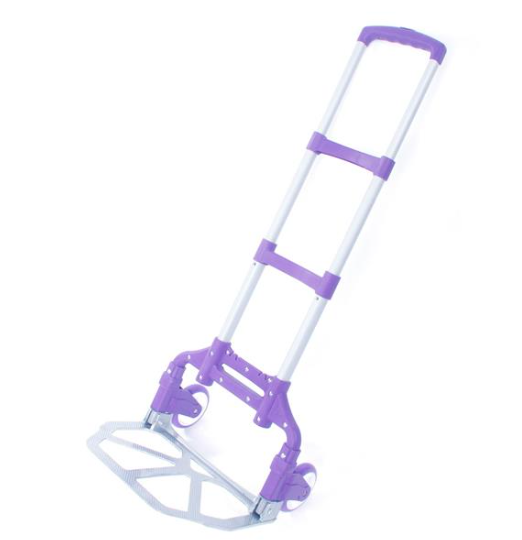 Portable Foldable Telescopic Luggage Cart with Max 165 lbs Capacity - Purple