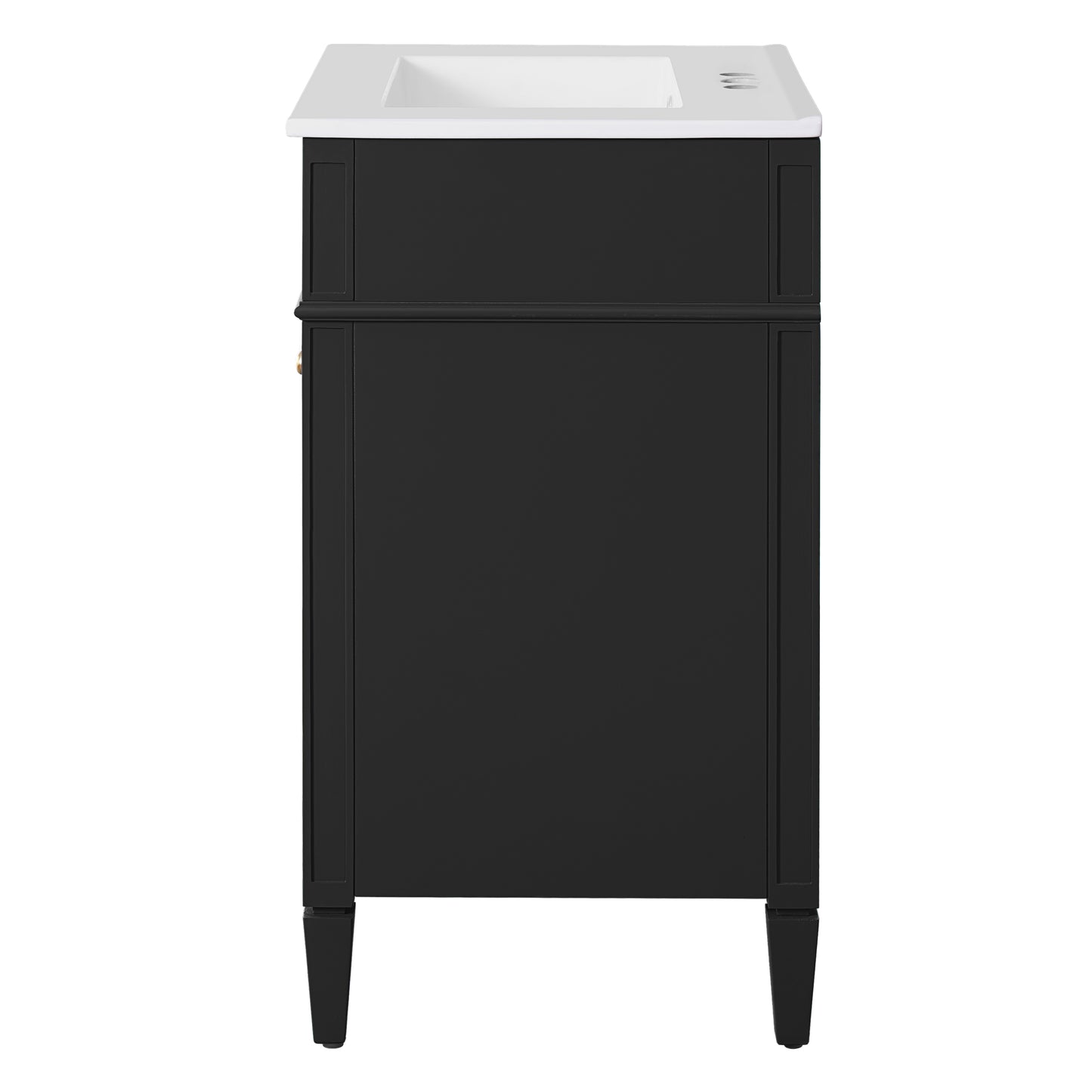 24" Black Bathroom Vanity with Soft-Close Doors & Storage
