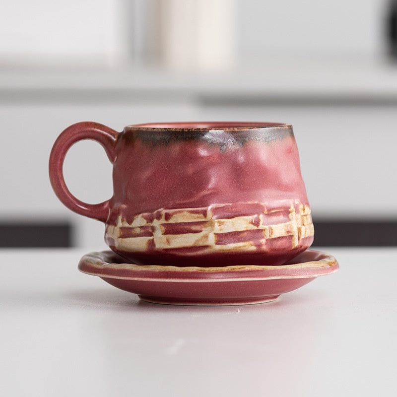 Coarse Vintage Ceramic Coffee Cup - Retro Style, 270ml