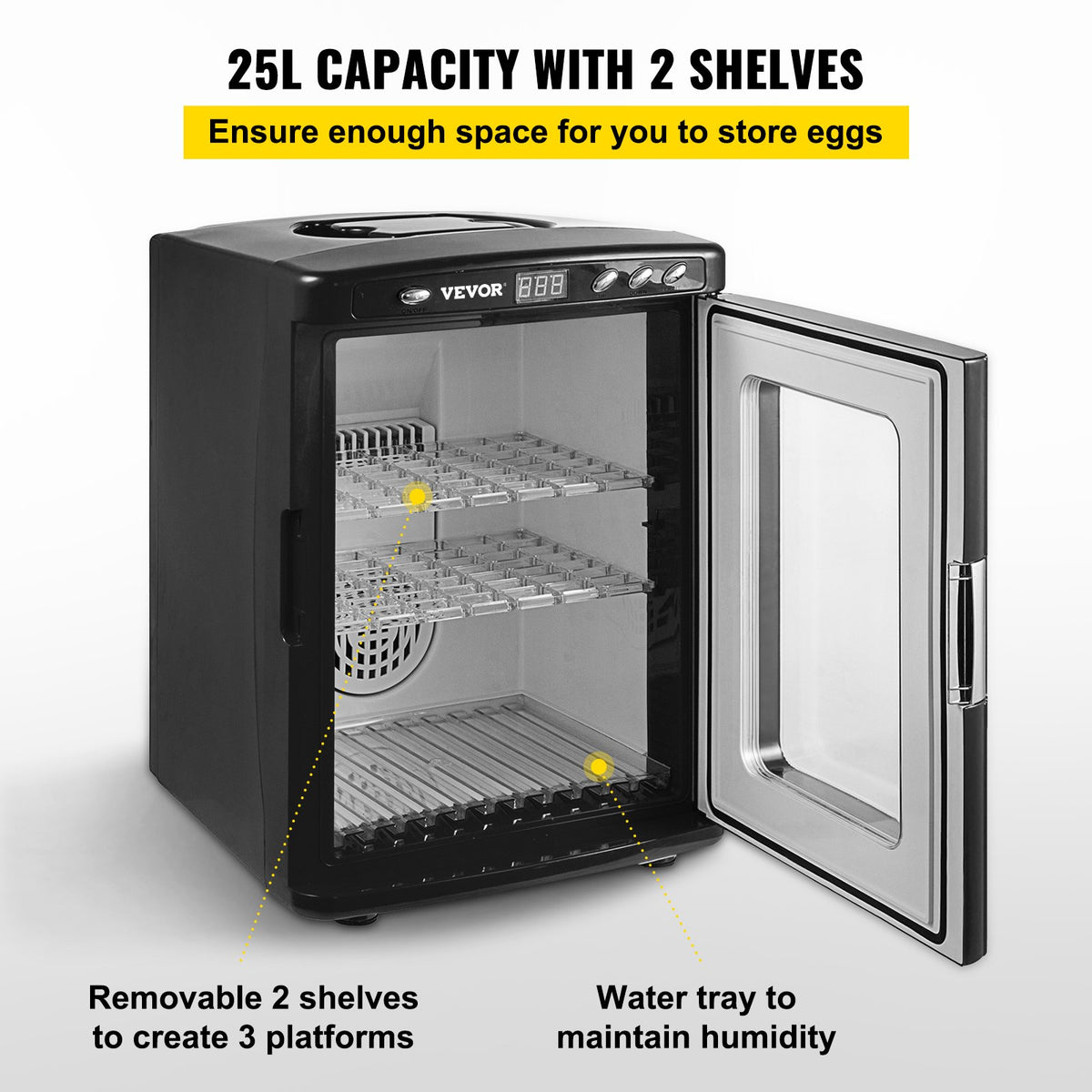 Black Reptile Incubator 25L Digital Pet Egg Incubator with Temperature Control