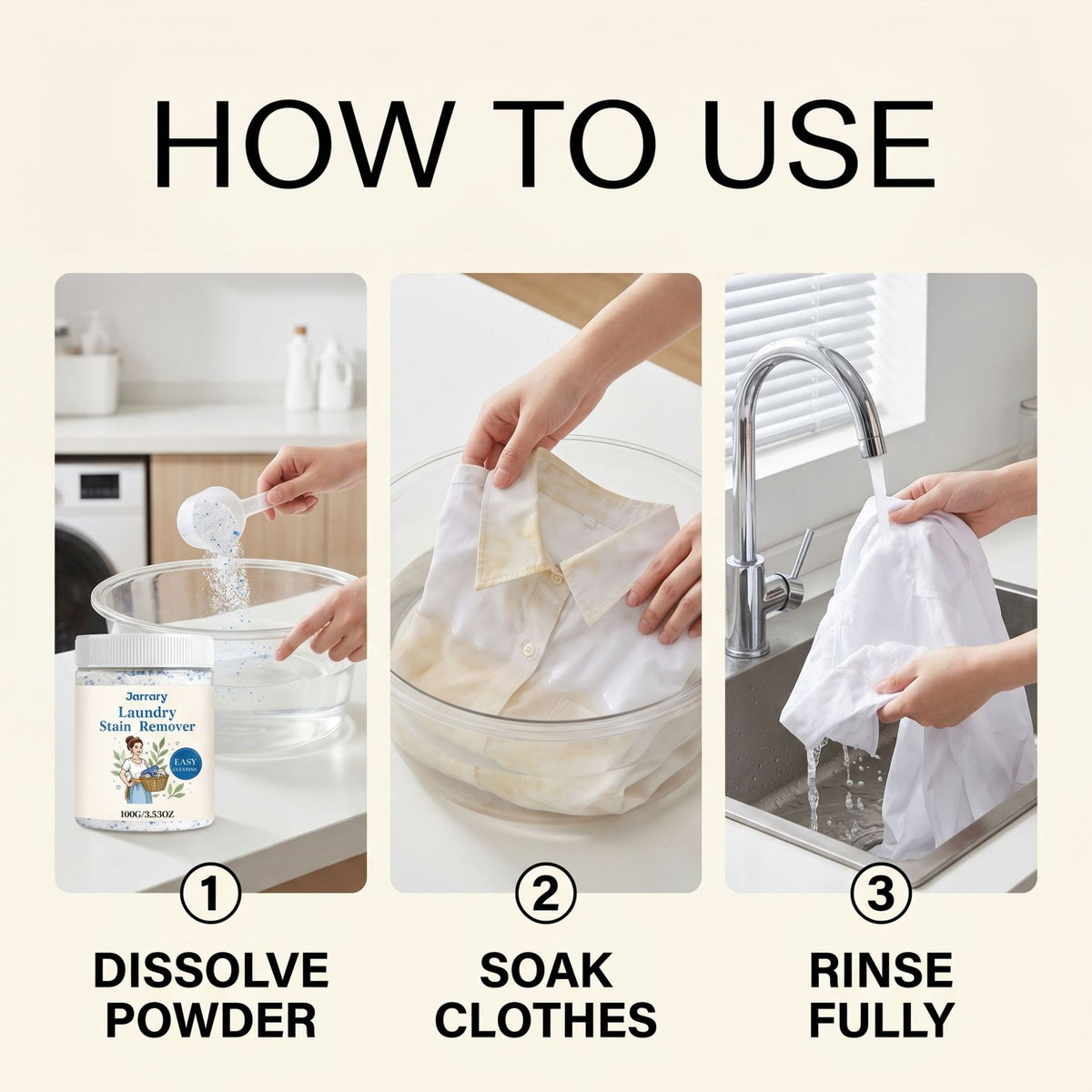 Laundry Stain Remover Powder - 100g Fabric & Clothing Spot Treatment