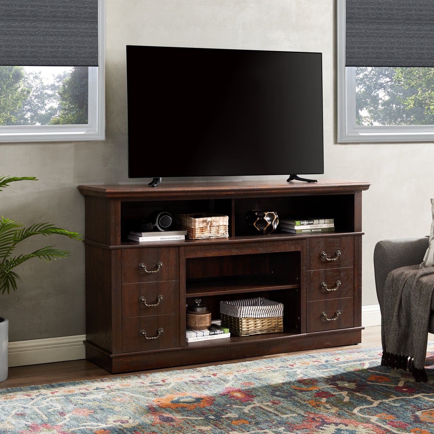 Retro TV Stand With Storage For TVs Up To 65 , Mid Century Modern &