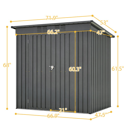 6 Ft x 4 Ft Outdoor Metal Storage Shed with Double Doors and Padlock
