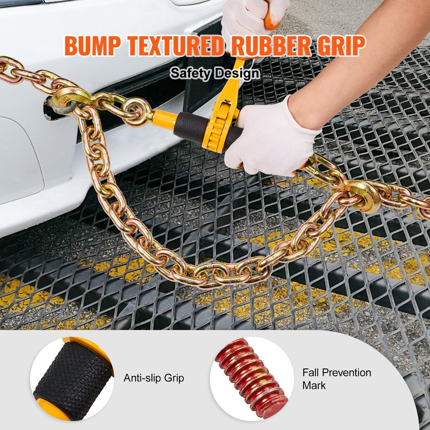 Ratchet Load Binder Chain Tie Down Strap 2600 lbs Heavy Duty 4 Pack - Yellow