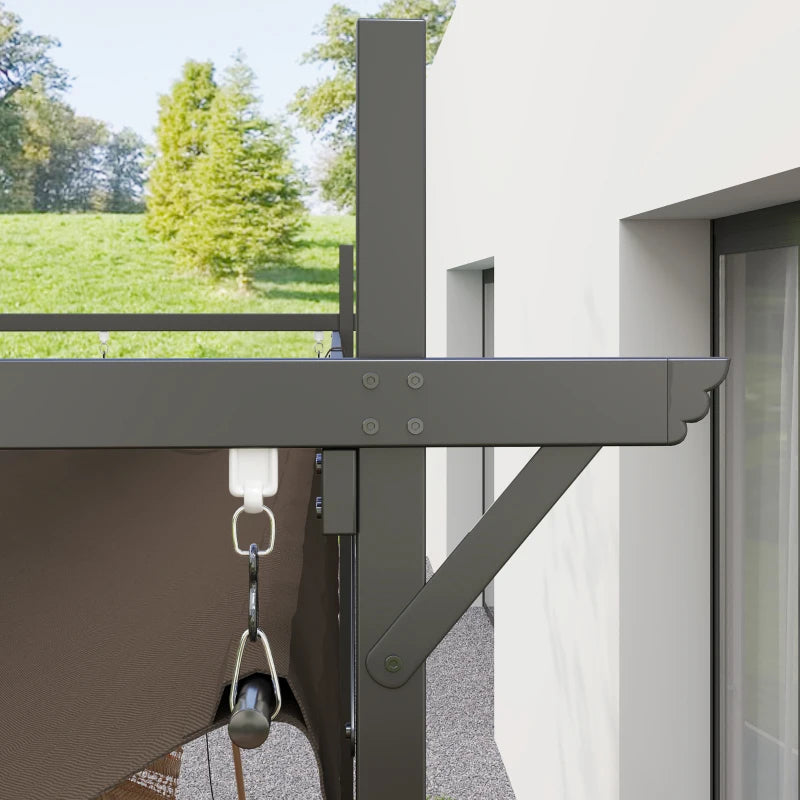 Metal Retractable Pergola Canopy for Garden Patio Backyard Brown