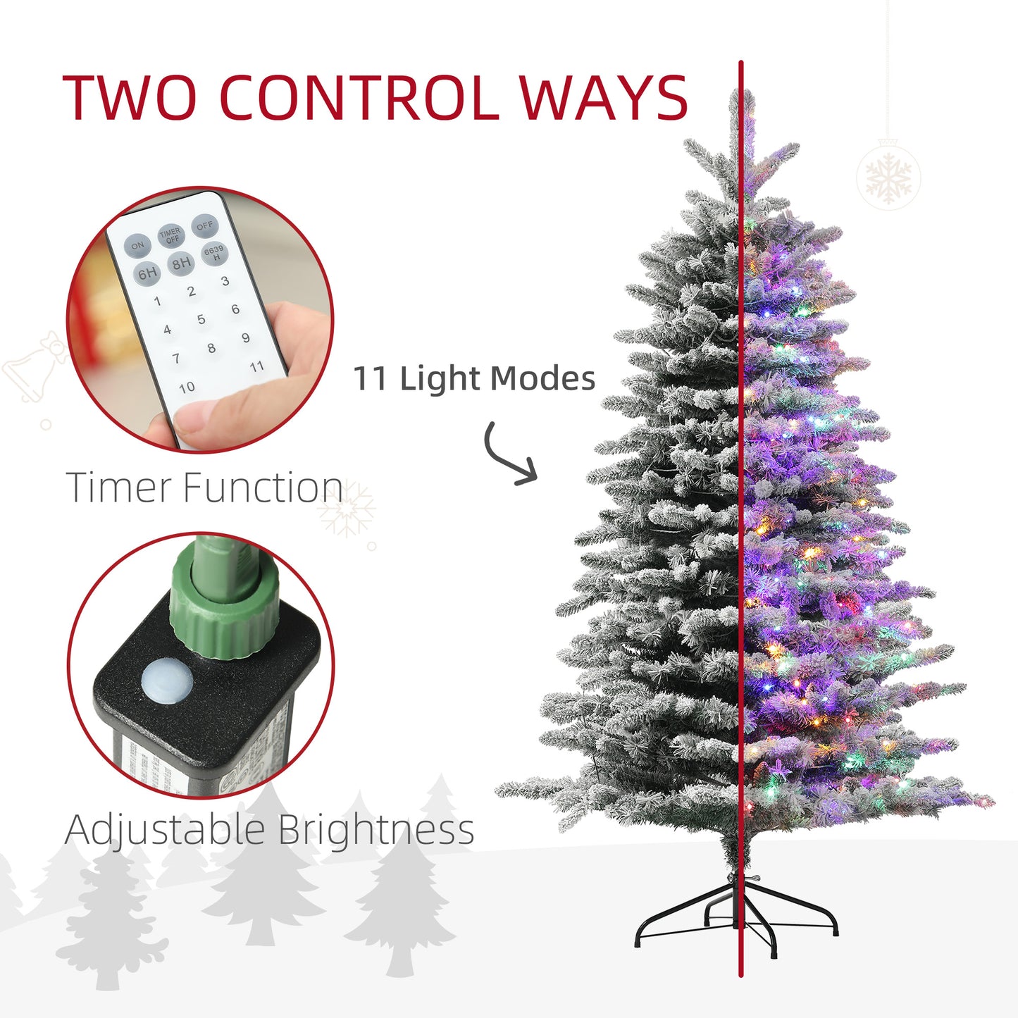 6.5 Ft Pre-Lit Mountain Pine Artificial Christmas Tree - Green
