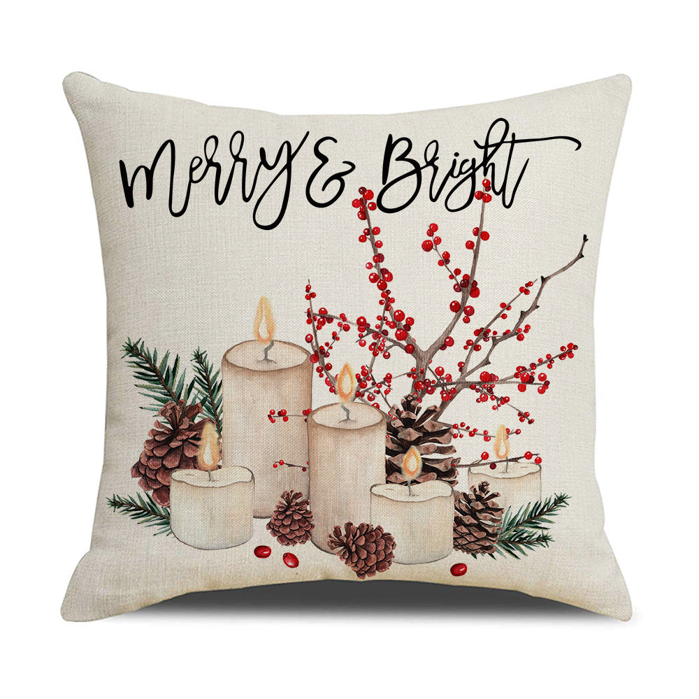 Watercolor Christmas Pillow Cover - Linen Fabric, Modern Holiday Decor