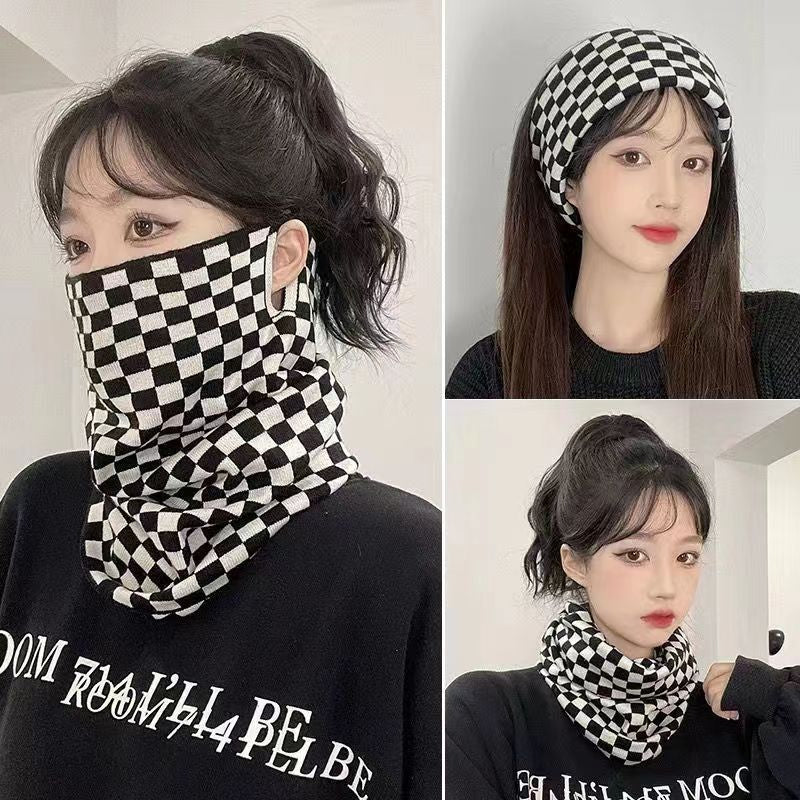 Digital Velvet Checkerboard Mask Hanging Curtain - 1 Piece