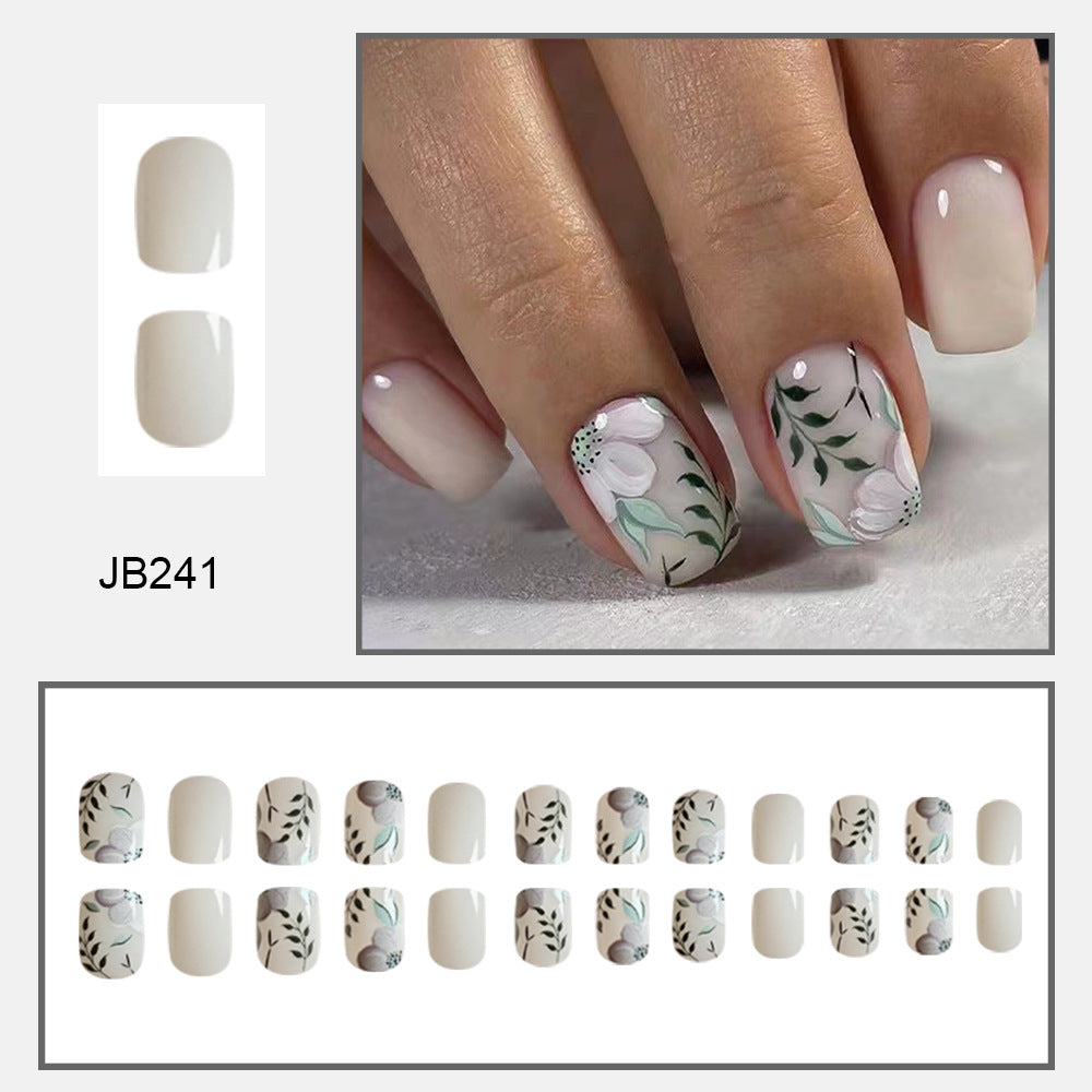 24 Pcs Nail Stickers Green Leaf Flower Pattern Cute and Elegant Nail Art Decals