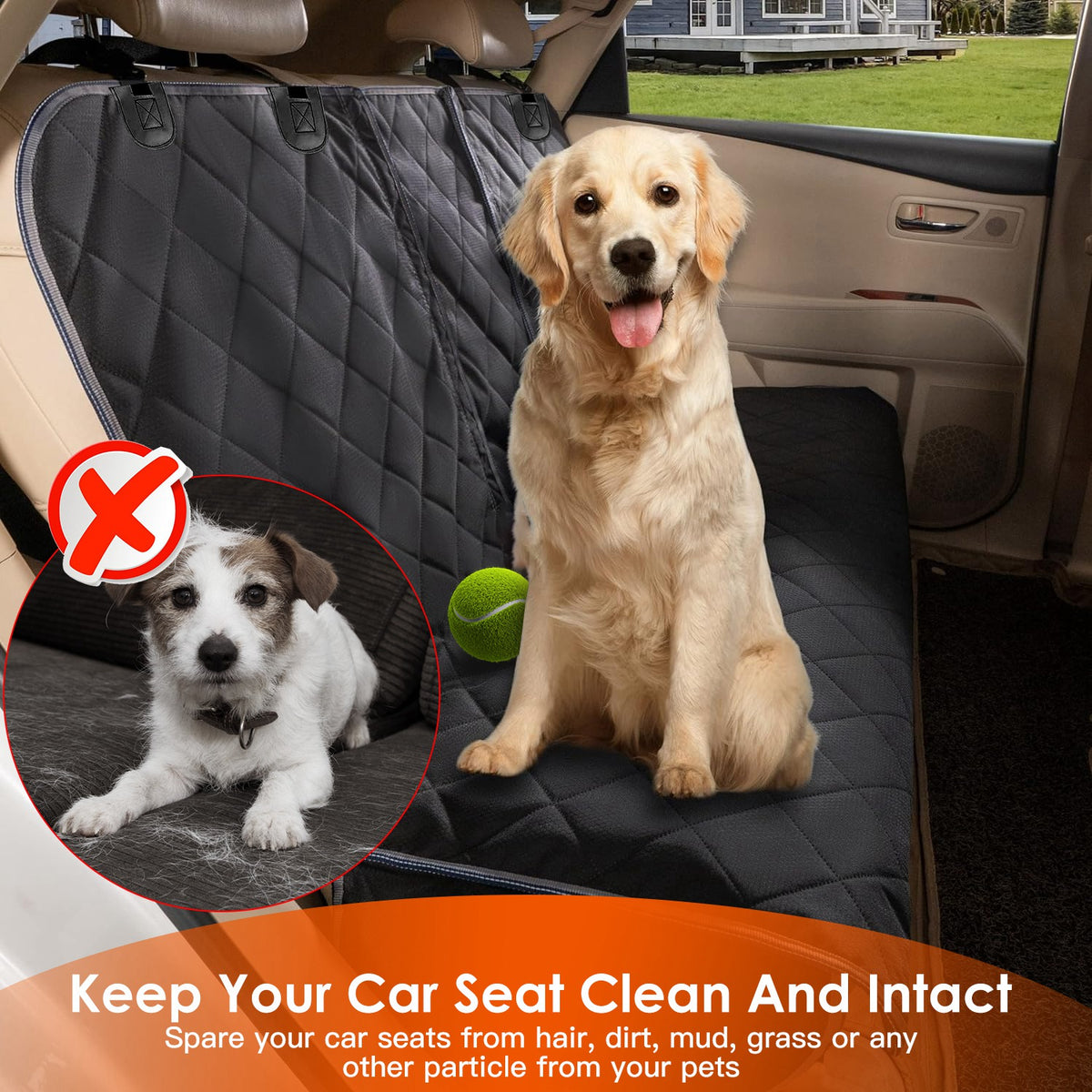 Waterproof Dog Car Seat Cover with Seat Belt - Universal Fit for SUV Truck & Car