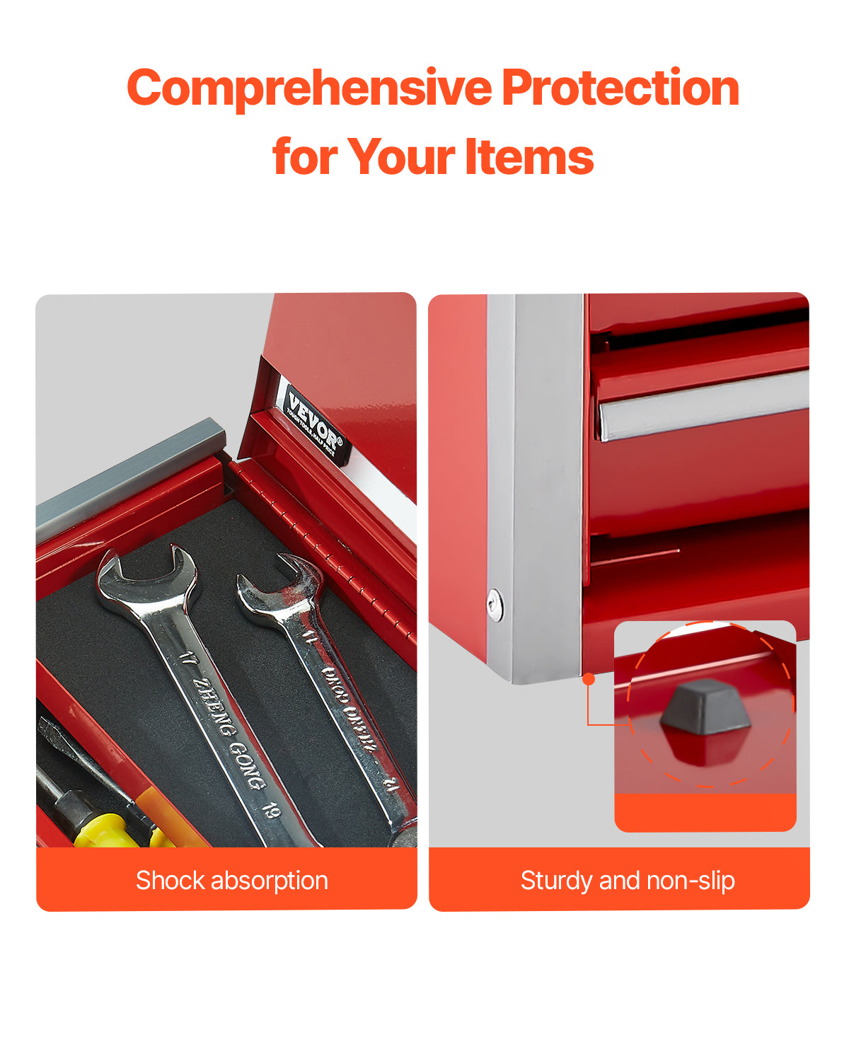 8.6-Inch Portable Metal Tool Box with 3 Drawers and Locking Lid