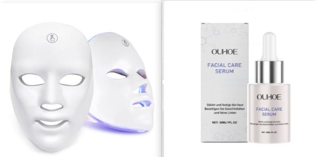 LED Facial Mask with Red & Blue Light Therapy - Skin Rejuvenation Device