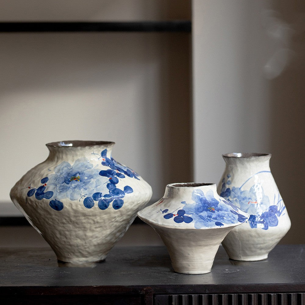Chinese Style Handmade Ceramic Vase - Silent White Decorative Home Accent