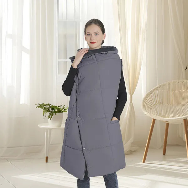 Electric Heated Poncho Blanket with Zipper & Arm Holes - Grey