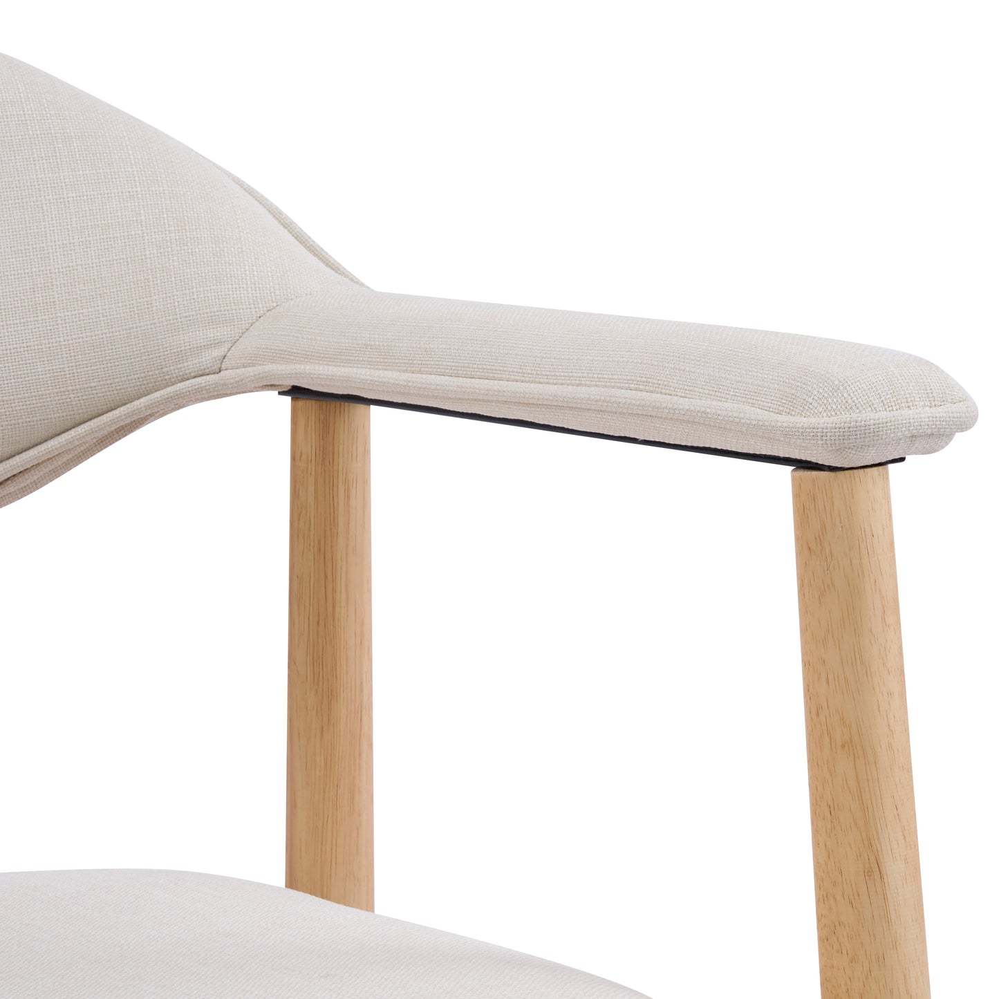 Beige Upholstered Dining Chairs with Curved Back - Set of 2