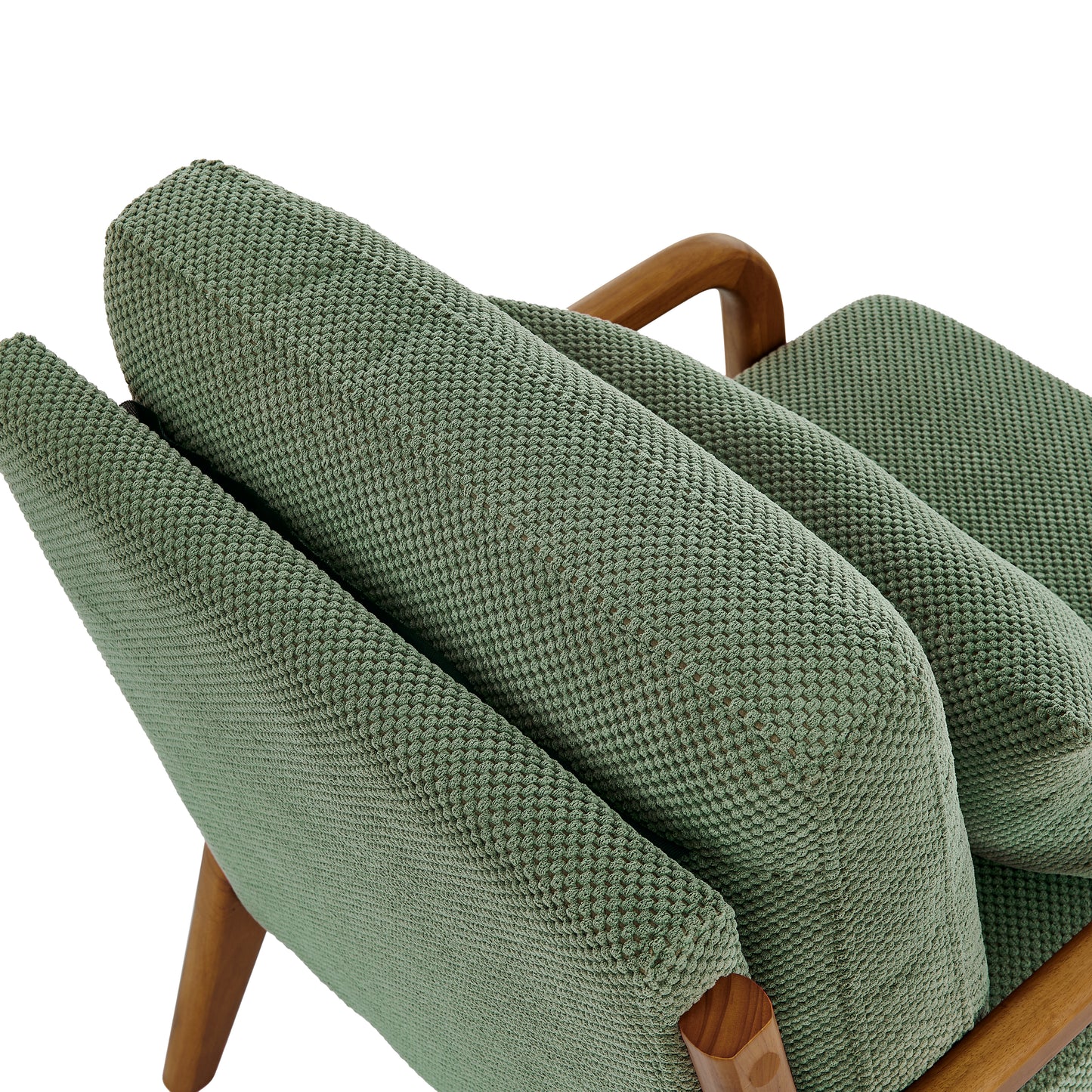 Mid-Century Modern Wooden Lounge Chair - Dark Green