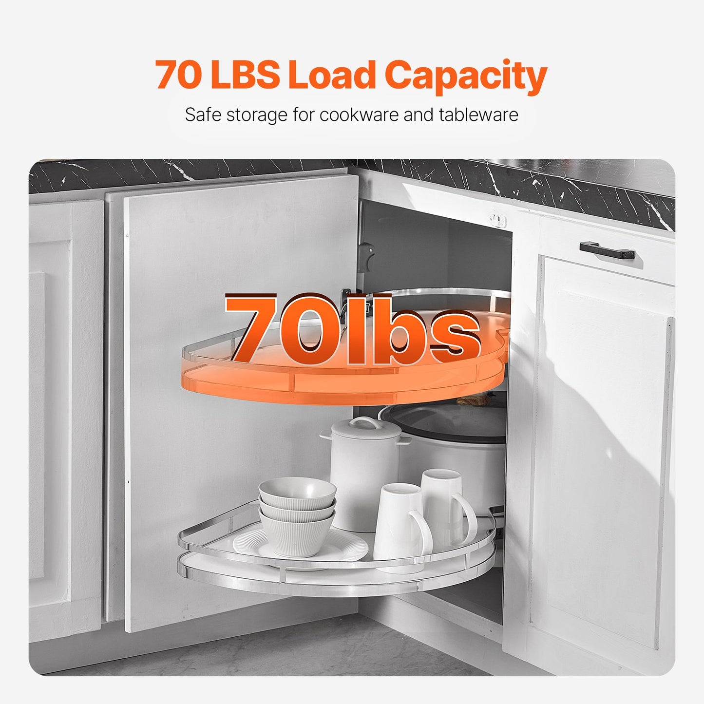Pull-Out Kitchen Corner Cabinet Organizer - White Soft Close
