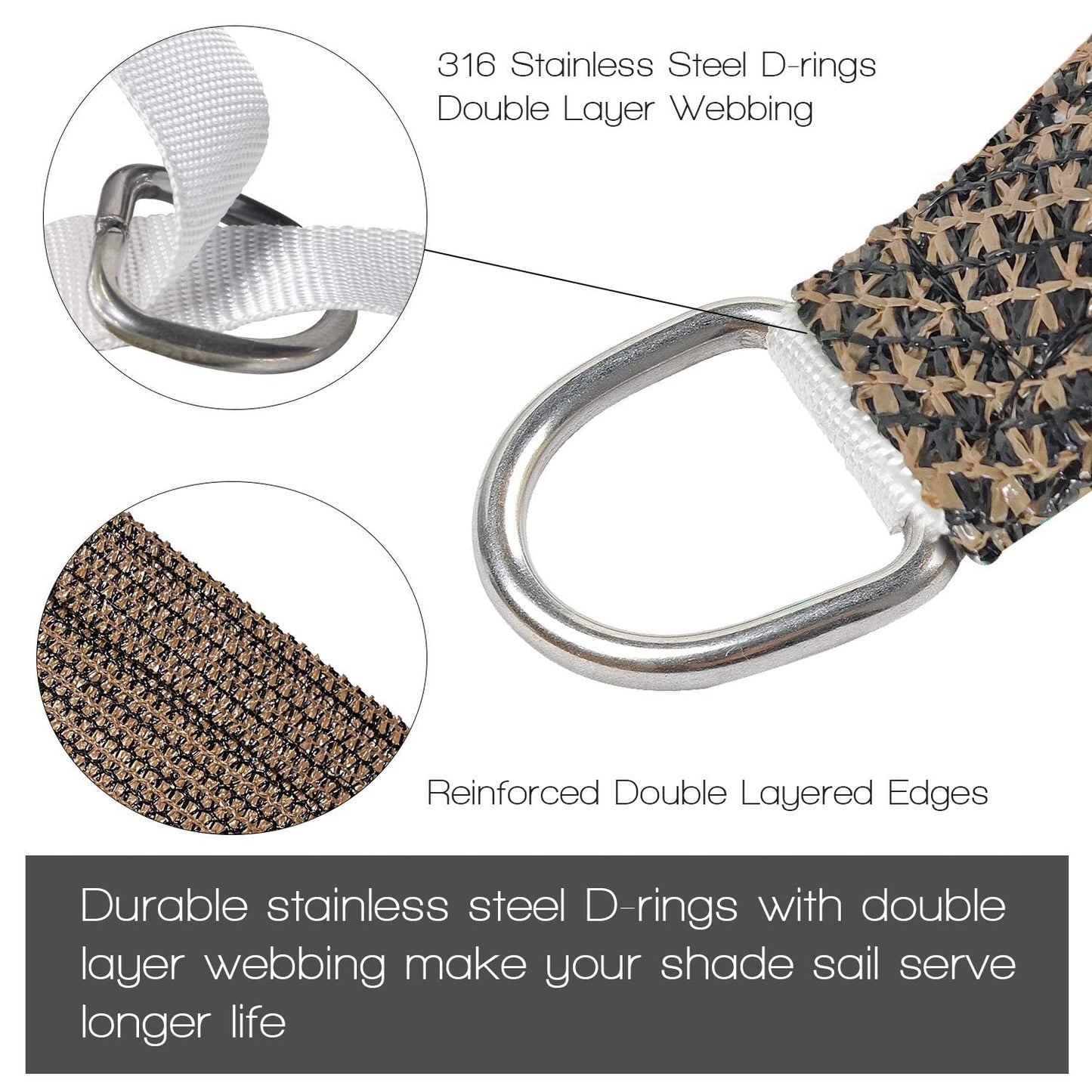 16x20 ft Sunshade Sail UV Waterproof Garden Shade Cloth - Mocha, Rust Red, Sand