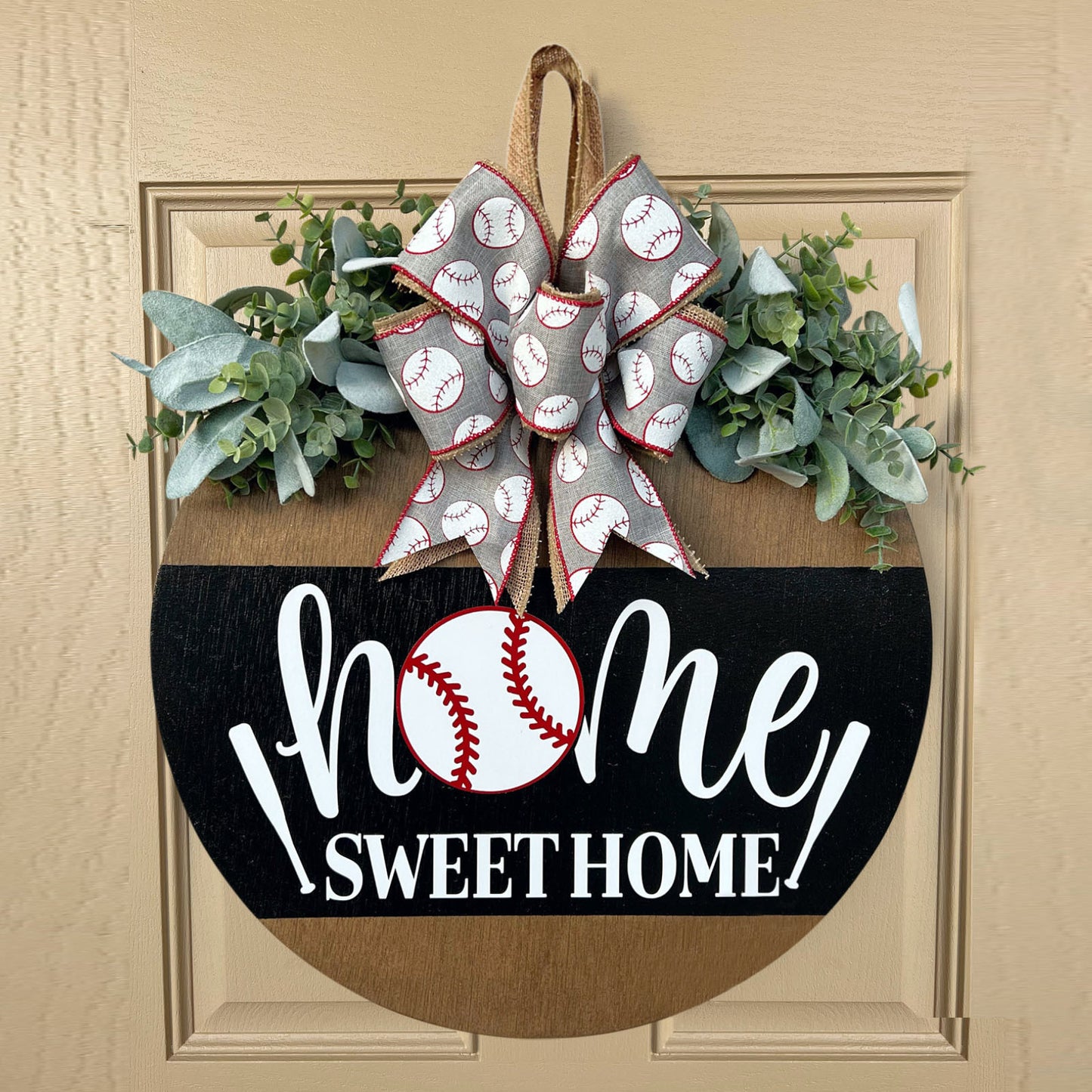 Front Door Summer Decoration Garland - Baseball Floral Wreath for Home & Garden
