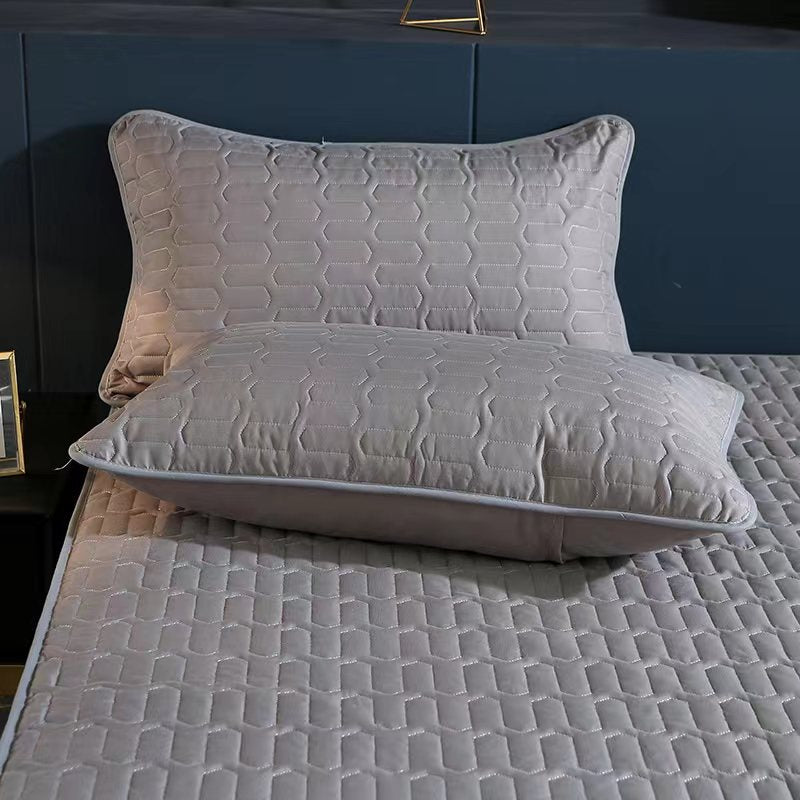Waterproof Anti-Mite Cotton Pillowcase Pair All-Solid Color Home Textiles