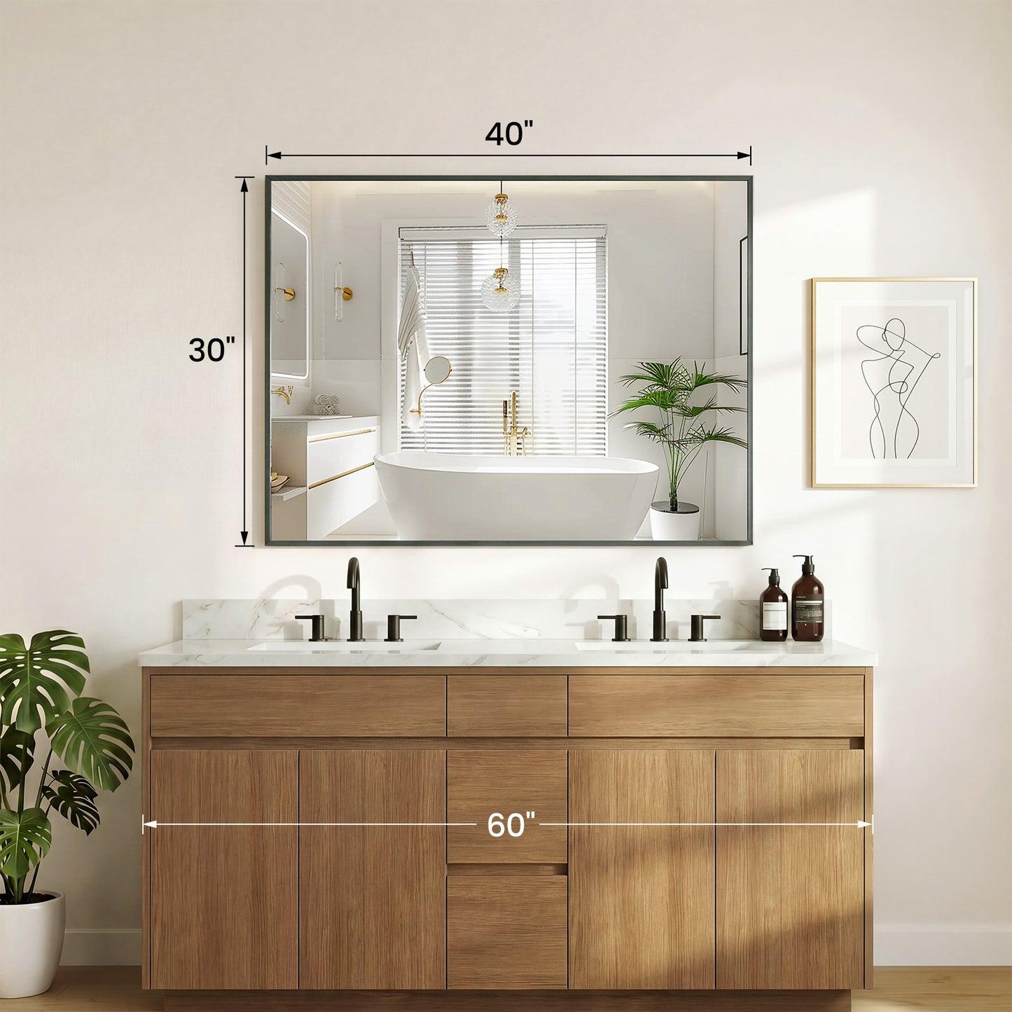 Above The Countertop, There Is A Rectangular Wall-mounted Bathroom