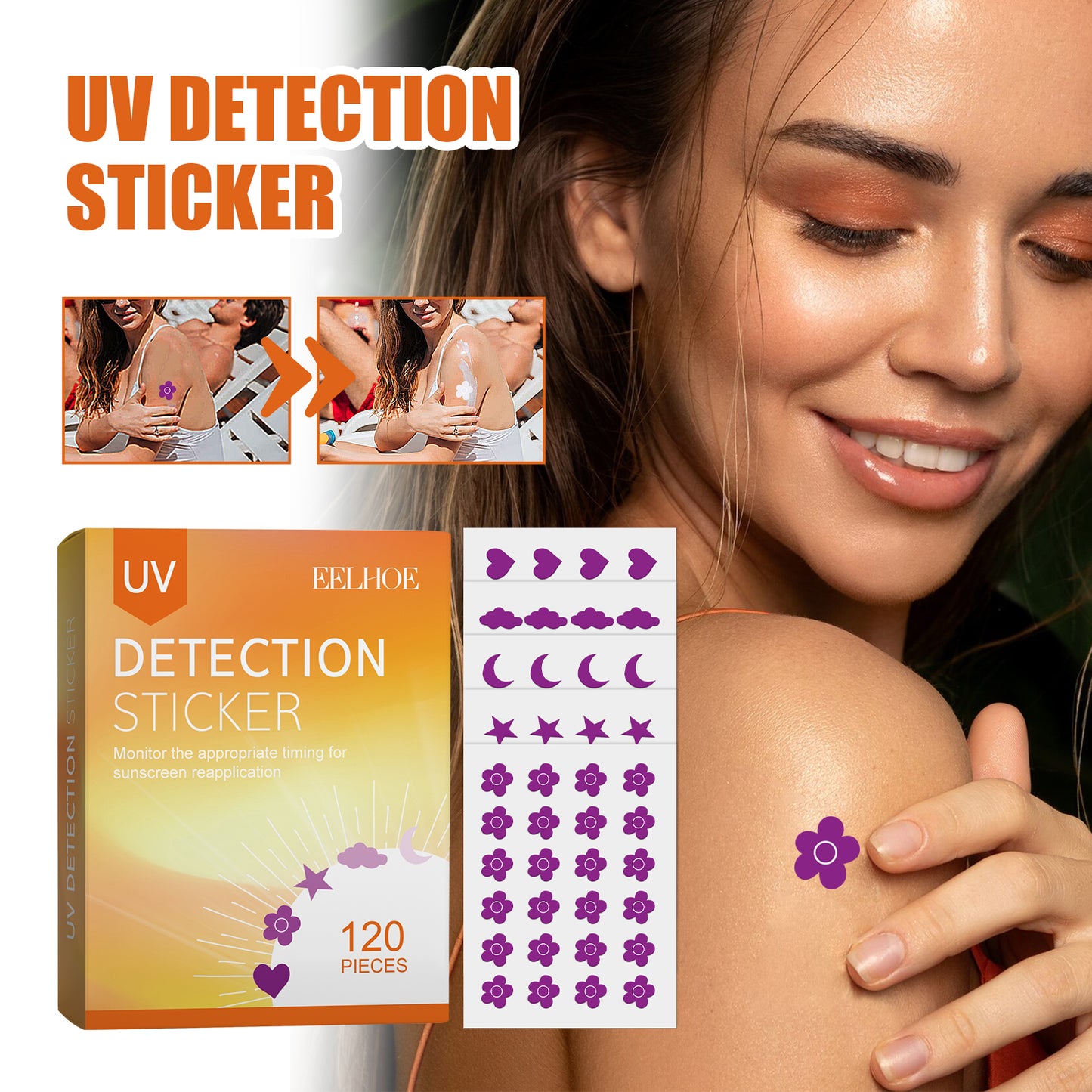 UV Detection Sticker 120 Pieces - Body Care Accessories for Skin Monitoring