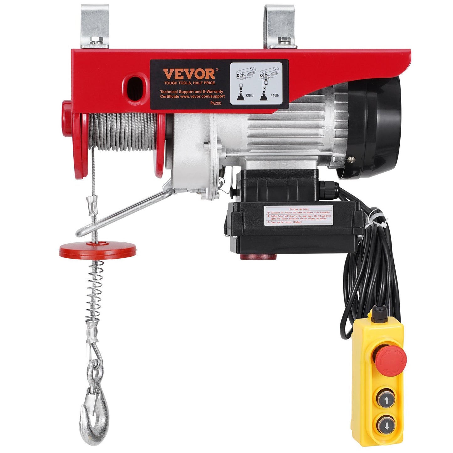 Electric Hoist Crane Winch 440 lbs Capacity Wireless & Wired Remote Garden Tool