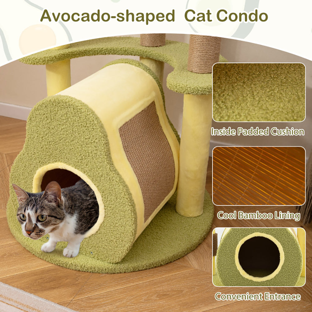 Freestanding Multi-Level Cat Tower with Private Condo & Avocado-Shaped Platform