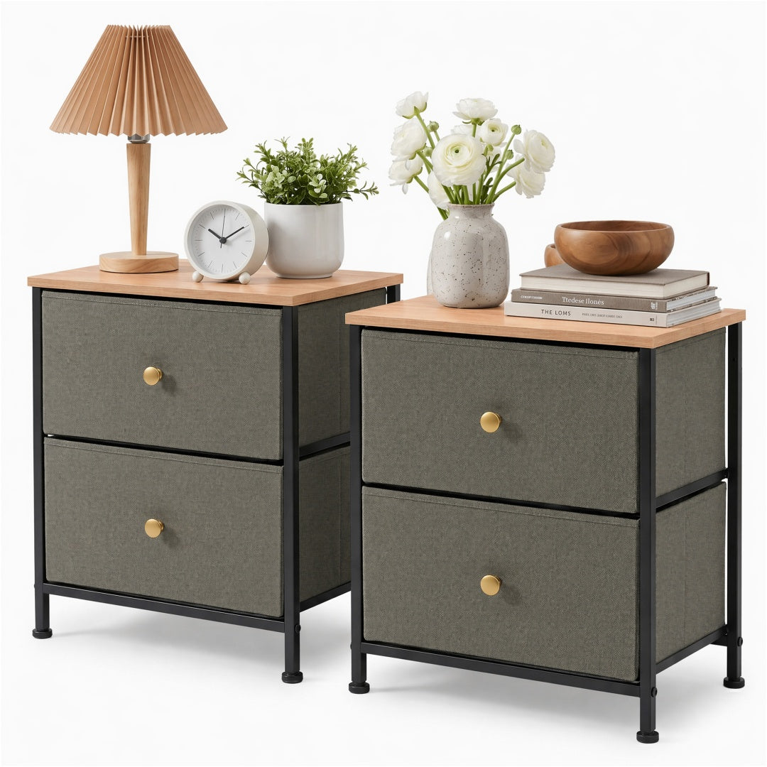 Double Drawer Bedside Table - Versatile Storage for Bedrooms & Living Rooms