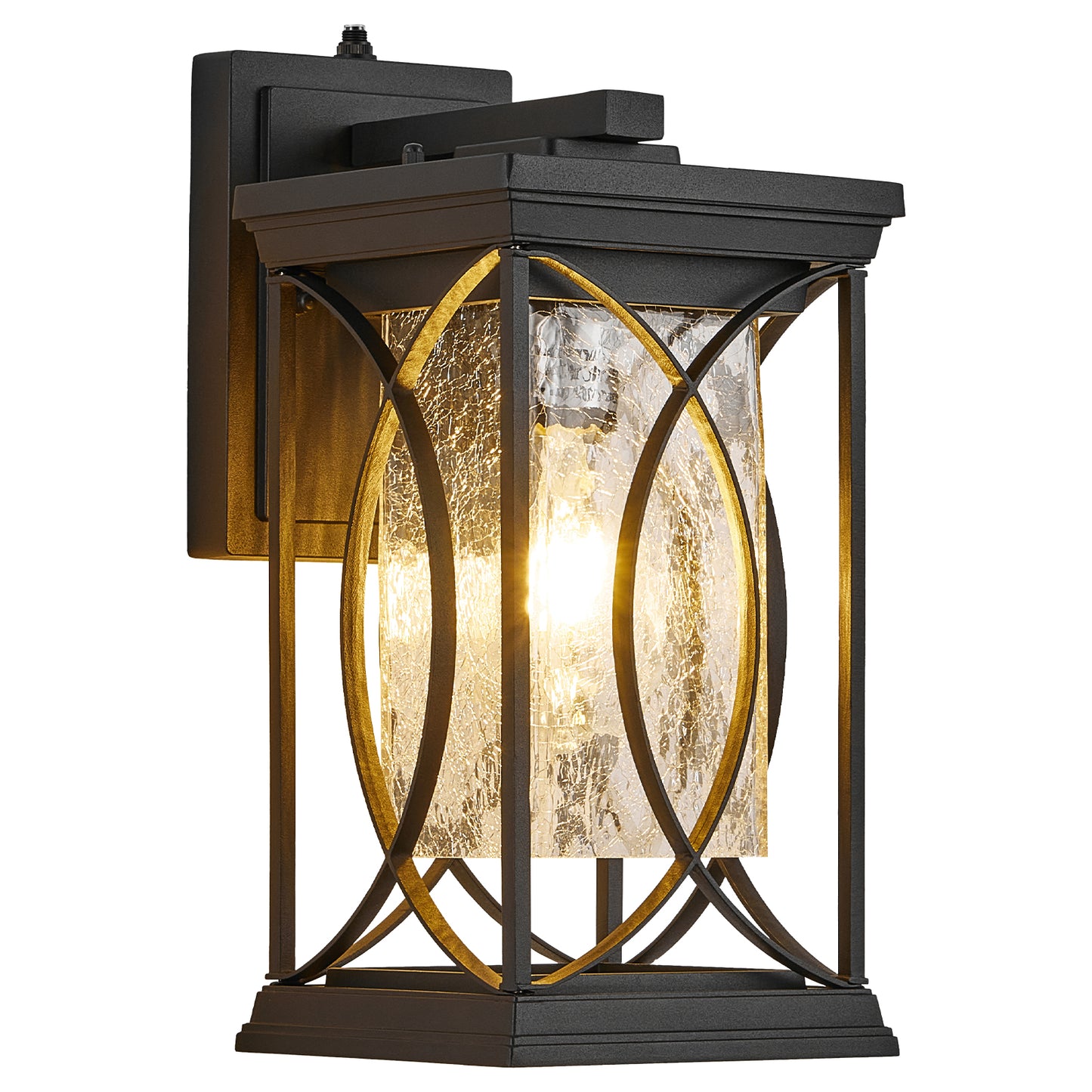 Black Outdoor Wall Lantern with Dusk to Dawn Sensor - Waterproof Aluminum Exterior Light Fixture