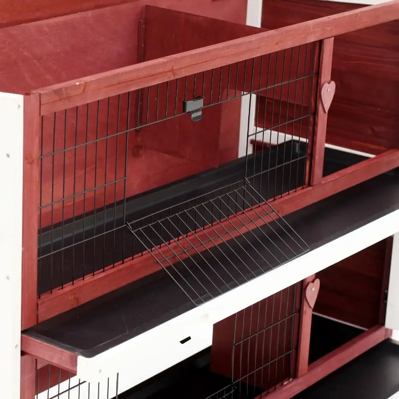 Large 2-Story Rabbit Hutch Pet Cage with Lockable Doors and Removable Trays