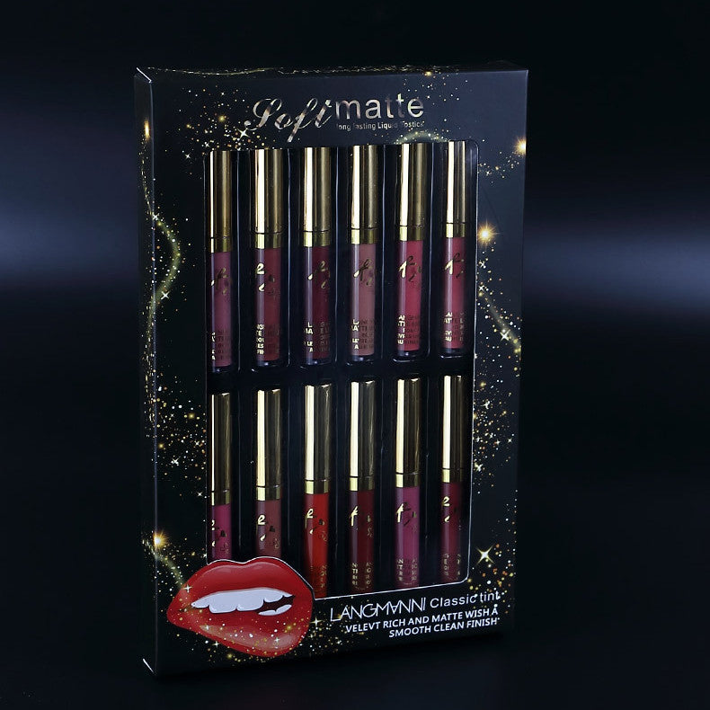 12 Colors Matte Lip Gloss Set - Long Lasting Lipstick Gift Box