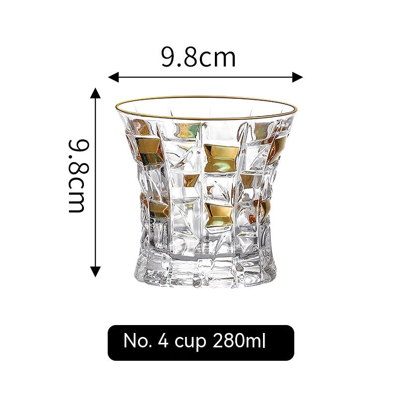Gold Line Wine Glass Set - Whiskey & Cocktail Drinking Cups for Home Bar