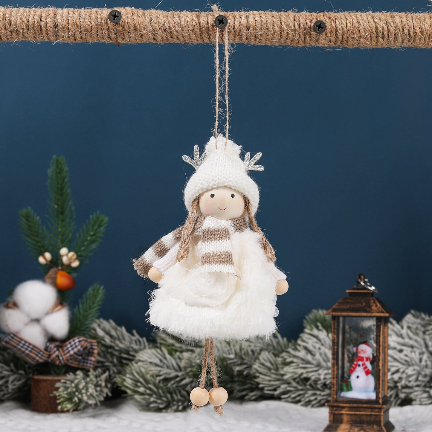 Christmas Wind Antler Doll Decoration Set - Girls' Holiday Ornaments