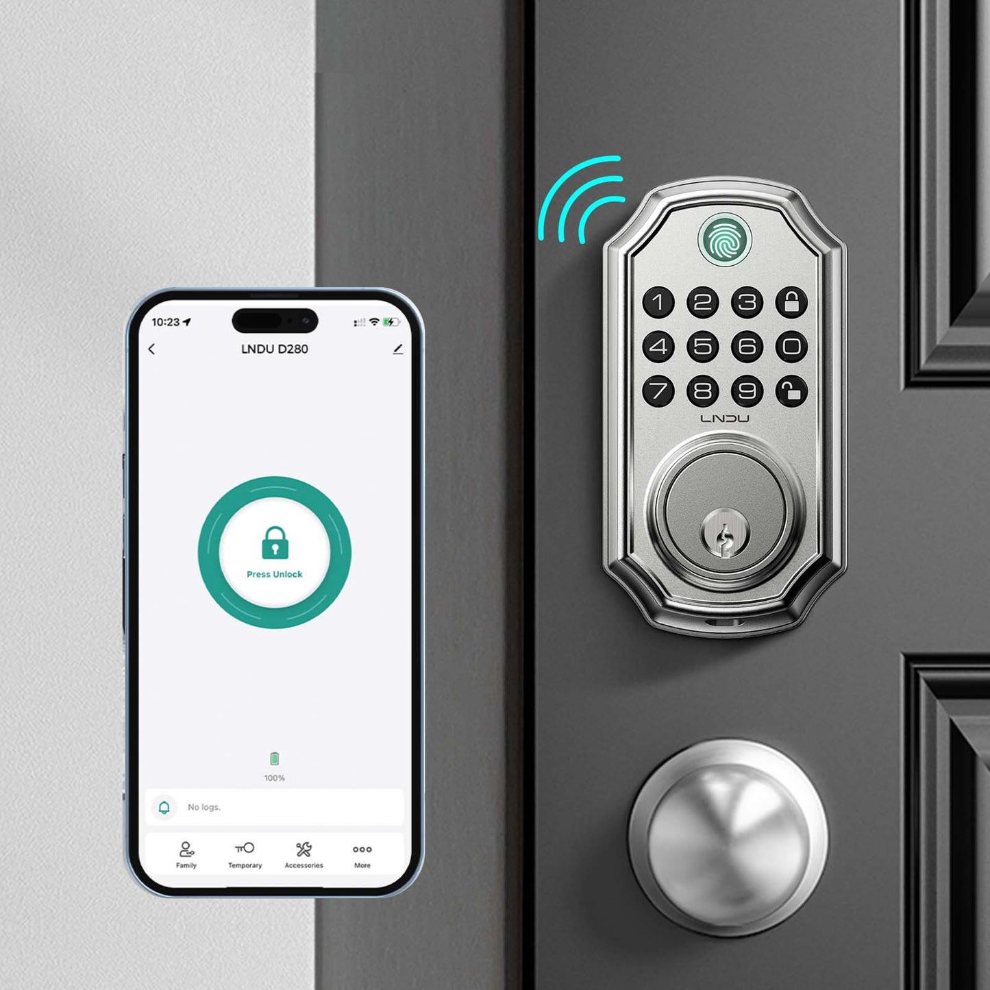 Keyless Entry Door Lock with Handle, App Control Front Door Lock Set with Keypad and Auto Lock