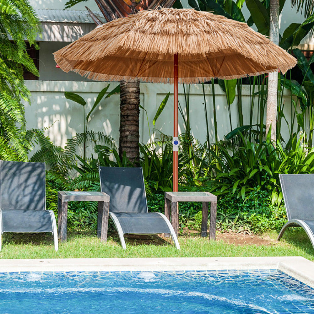 6ft Thatched Patio Umbrella with Tilt Design & Carrying Bag