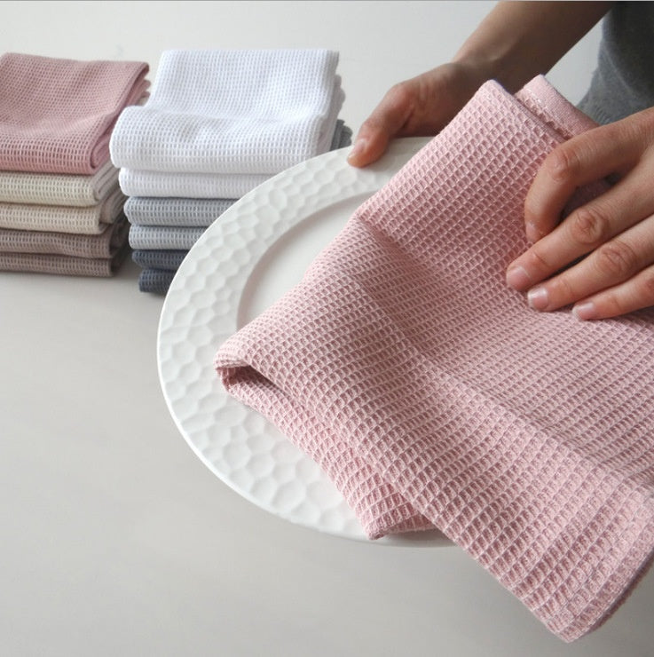 Cotton Rectangular Waffle Tea Towel - Nordic Style Kitchen Linen