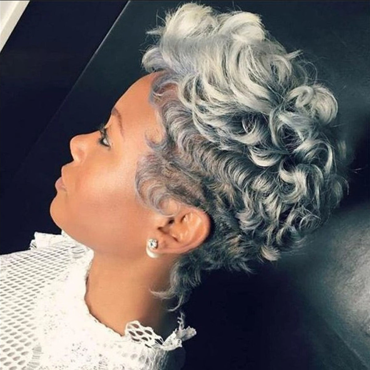 Short Curly Hair Wig - Synthetic Fiber