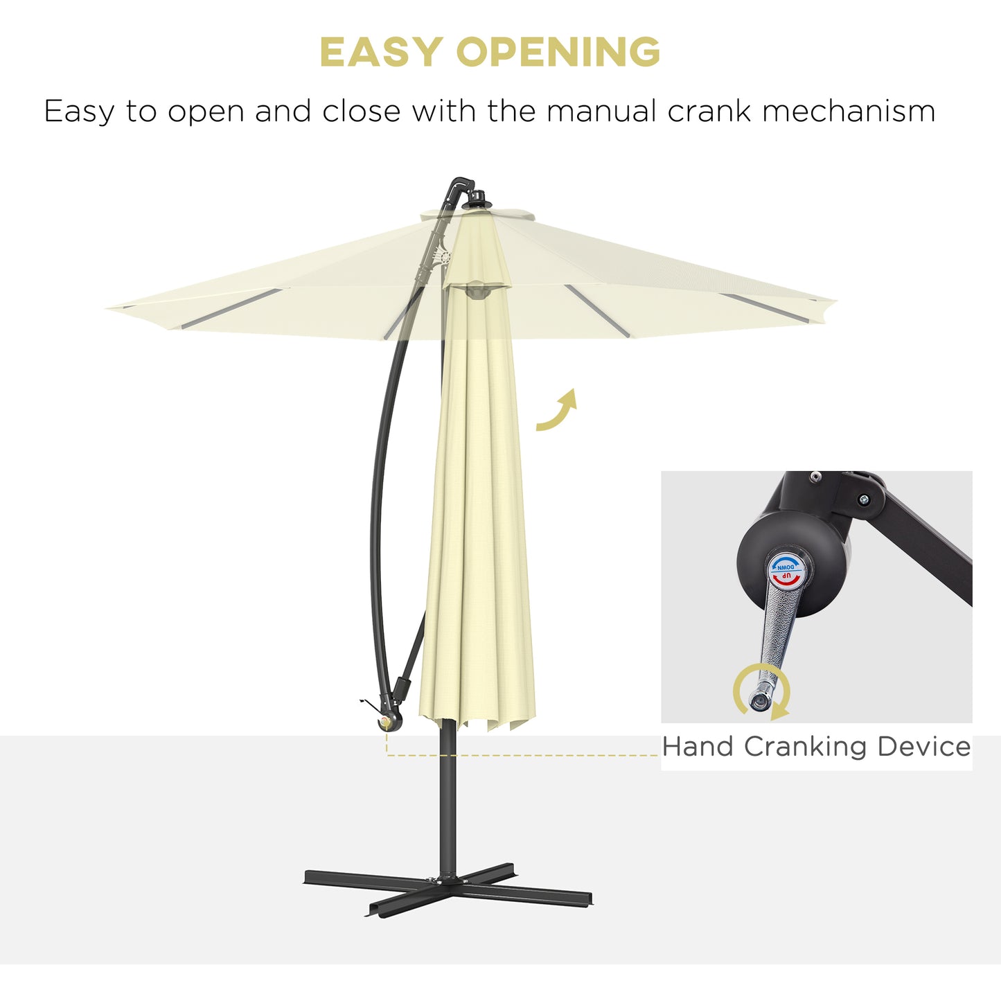 10' Cantilever Offset Patio Umbrella - UV & Water Resistant, Beige