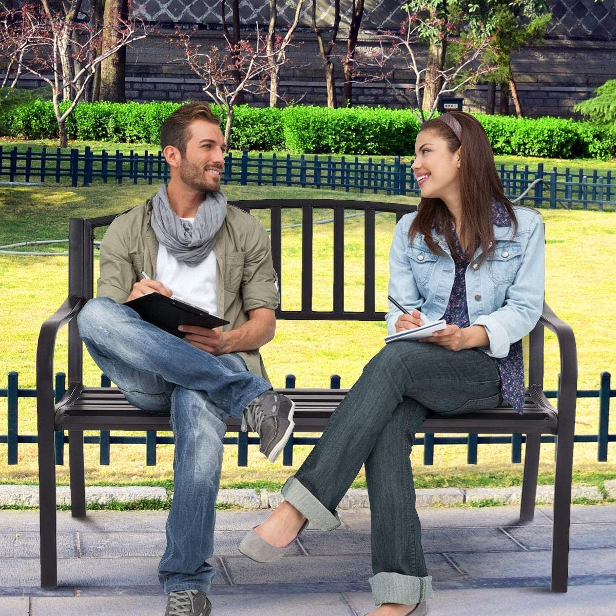 50 Inch Outdoor Patio Garden Loveseat Bench - Ergonomic Design