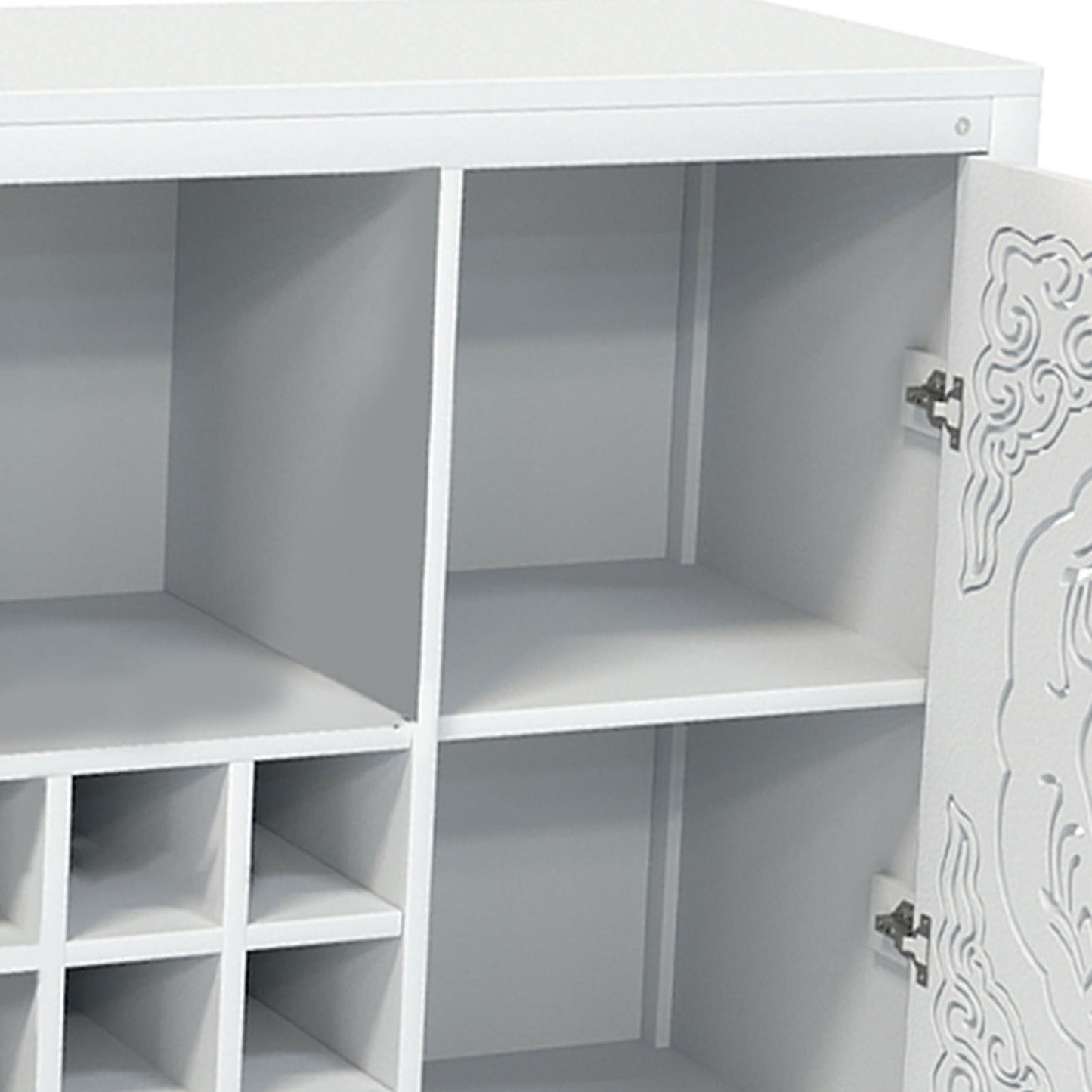Wine Bar Cabinet With 2 Doors Buffet Storage Liquor Rack And Glass