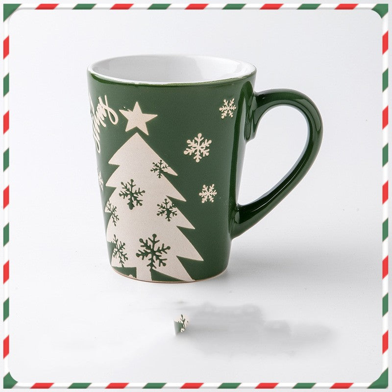 Christmas Cartoon Snowman Santa Ceramic Mug - Holiday Gift Drinkware